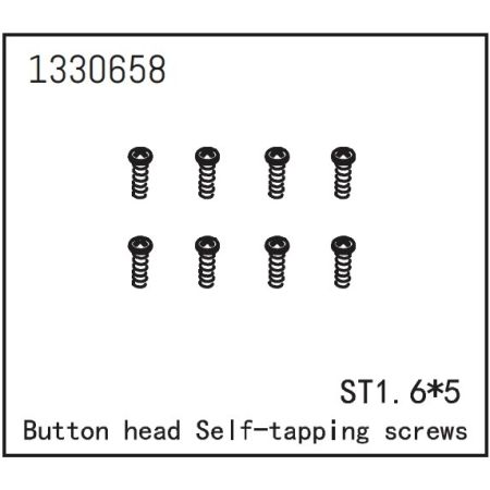 Absima Button Head Self-Tapping Screws St1.6*5 (8) (AB1330658)