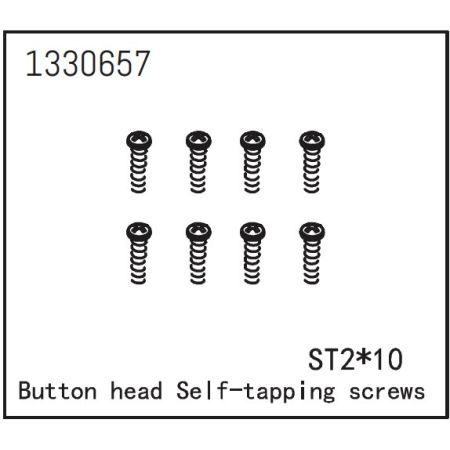 Absima Button Head Self-Tapping Screws St2*10 (8) (AB1330657)