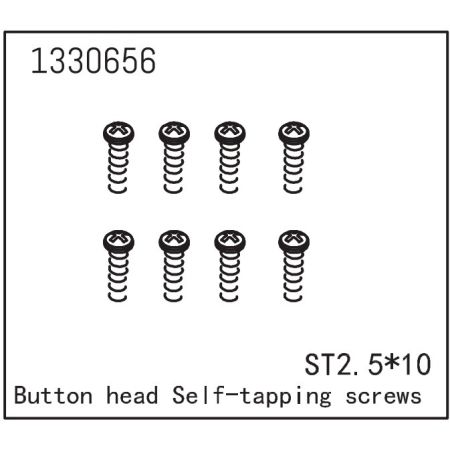 Absima Button Head Self-Tapping Screws St2.5*10 (8) (AB1330656)