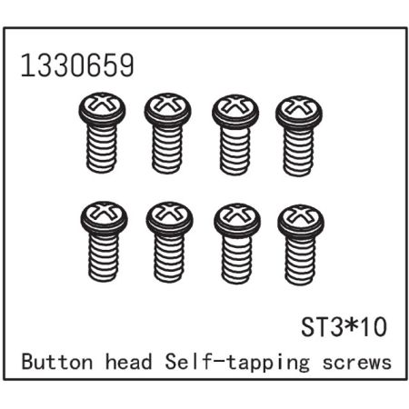 Absima Button Head Self-Tapping Screws St3*10 (8) (AB1330659)
