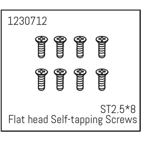 Absima Flat Head Self-Tapping Screws St2.5*8 (8) - Khamba (AB1230712)