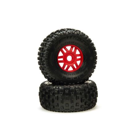 Arrma DBOOTS 'Fortress' Tire Set Glued (Red) (2pcs)