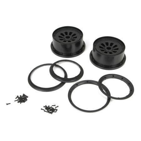 Losi Wheel & Beadlock Set, Black (2), 5T (G-LOSB7034)