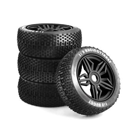 RC Overhaul Buggy Wheel & Tyre (pk4) 1/8th Offroad, Black (G-RCO-UN003)