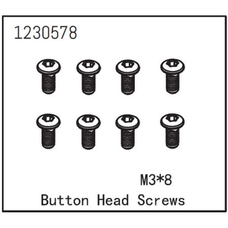 Absima Button Head Screw M3*8 (8)