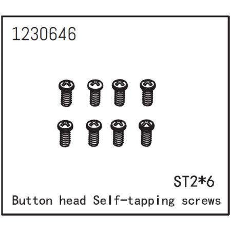 Absima Button Head Screws - Selftapping M2*6 (8)