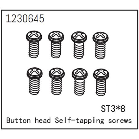 Absima Button Head Screws - Selftapping M3*8 (8)
