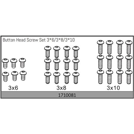 Absima Button Head Screw Set 3*6/3*8/3*10 (AB1710081)