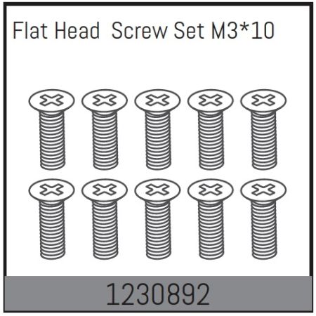 Absima M3*10 Flat Head Screw Set (10)
 (AB1230892)