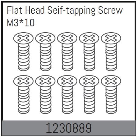 Absima M3*10 Flat Head Self-Tapping Screw Set (10) (AB1230889)