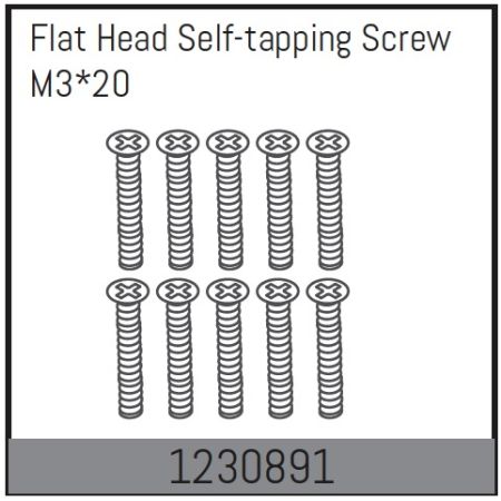Absima M3*20 Flat Head Self-Tapping Screw Set (10) (AB1230891)