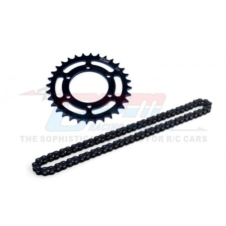 GPM Promoto MX  Medium Carbon Steel 32T High Speed Hub Chain Sprocket + 40 Manganese Steel 68 Roller Chain (MX6832S-BK)