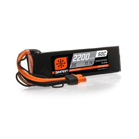 Spektrum 2200mAh 3S 11.1V 50C Smart LiPo Battery; IC3 (O-SPMX22003S50)