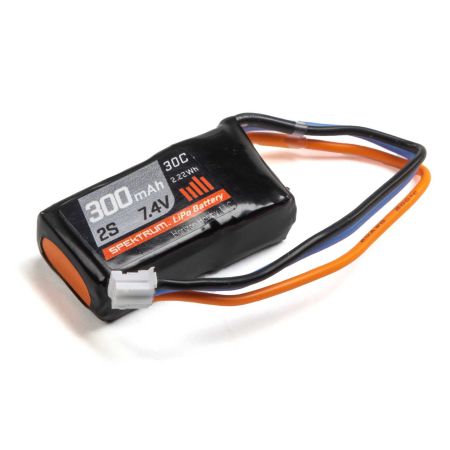 Spektrum 7.4V 300mAh 2S 30C LiPo Battery: PH (O-SPMX3002S30)