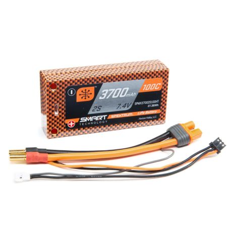 Spektrum 3700mAh 2S 7.4V 100C Smart LiPo Short HC 5mm Tubes (O-SPMX37002S100HT)