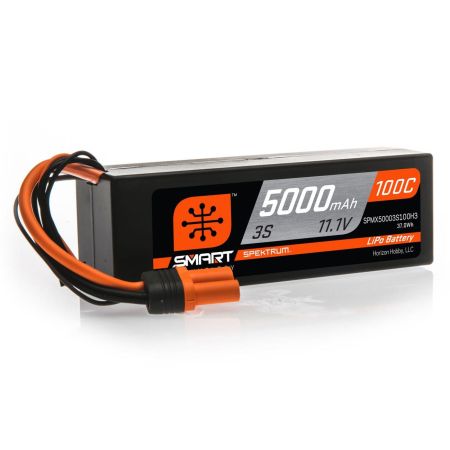 Spektrum 5000mAh 3S 11.1V 100C Smart LiPo Hardcase; IC3 (O-SPMX50003S100H3)