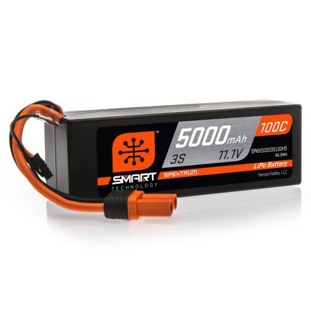 Spektrum 5000mAh 3S 11.1V 100C Smart LiPo Hardcase; IC5 (O-SPMX50003S100H5)