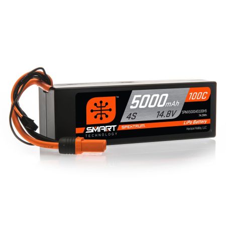 Spektrum 5000mAh 4S 14.8V 100C Smart LiPo Hardcase; IC5 (O-SPMX50004S100H5)