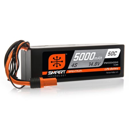Spektrum 5000mAh 4S 14.8V 50C Smart LiPo Hardcase; IC5 (O-SPMX50004S50H5)