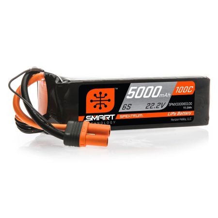 Spektrum 5000mAh 6S 22.2V 100C Smart LiPo Battery; IC5 (O-SPMX50006S100)