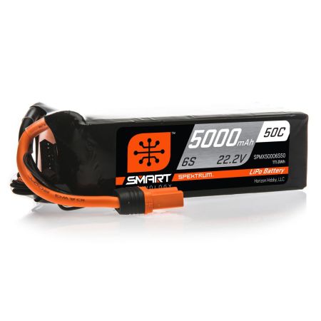 Spektrum 5000mAh 6S 22.2V 50C Smart LiPo Battery; IC5 (O-SPMX50006S50)