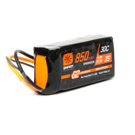 Spektrum 11.1V 850mAh 3S 30C Smart LiPo Battery G2: IC2 (O-SPMX8503S30)