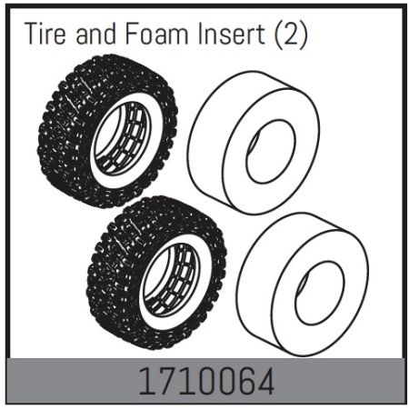 Absima Tire And Foam Insert (2) (AB1710064)