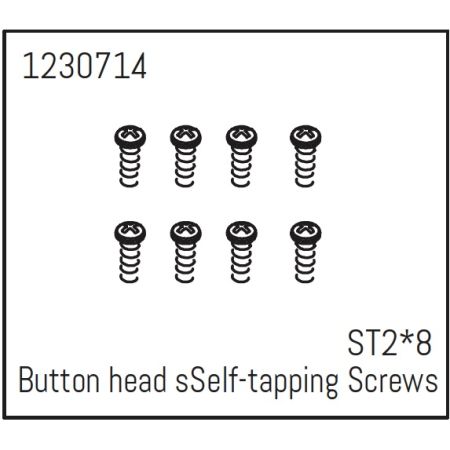 Absima Button Head Self-Tapping Screws St2*8 (8) - Khamba (AB1230714)