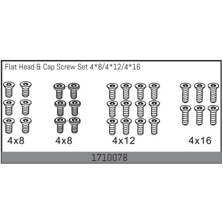 Absima Flat Head & Cap Screw Set 4*8/4*12/4*16 (AB1710078)