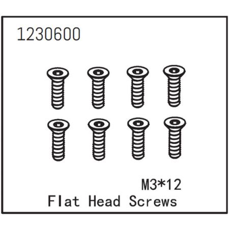 Absima Flat Head Screw M3*12 (8)