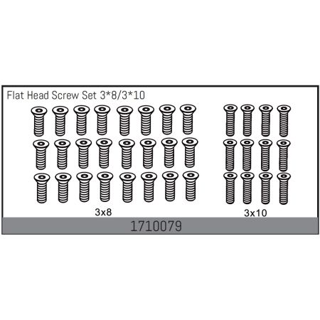 Absima Flat Head Screw Set 3*8/3*10 (AB1710079)