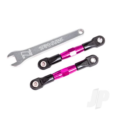 Traxxas Camber Links, Rear (Tubes Pink-Anodised, 7075-T6 Aluminium, Stronger Than Titanium) (2) (Assembled With Rod Ends And Hollow Balls)/ Aluminium Wrench (1) (Fits Drag Slash) (TRX2443P)