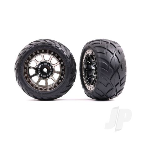 Traxxas Tyres & Wheels, Assembled (2.2' Black Chrome Wheels, Anaconda 2.2' Tyres With Foam Inserts) (2) (Bandit Rear)) (TRX2478T)