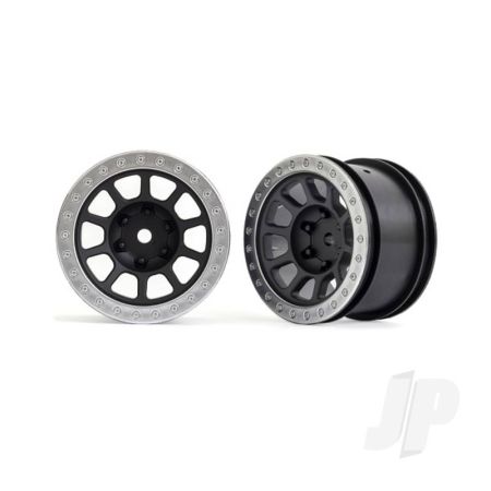 Traxxas Wheels, 2.2' (Graphite Gray, Satin Chrome Beadlock) (2) (Bandit Rear) (TRX2480)