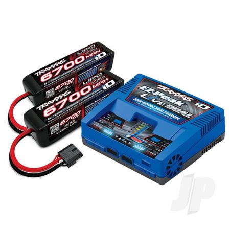 Traxxas Id Completer Pack With 1X Ez-Peak Live Dual Charger & 2X Lipo 4S 6700Mah Battery (TRX2997T)