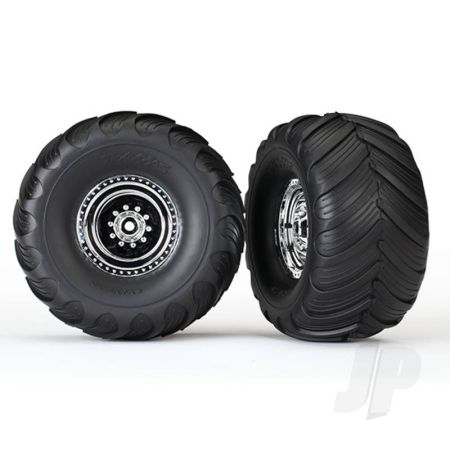 Traxxas Tyres And Wheels, Assembled Glued Terra Groove Dual Profile (2Wd Electric Rear) (2 Pcs) (TRX3663X)