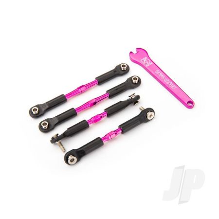 Traxxas Turnbuckles, Aluminium (Pink-Anodised), Camber Links, Front, 39Mm (2), Rear, 49Mm (2) (Assembled W/Rod Ends & Hollow Balls)/ Wrench (TRX3741P)