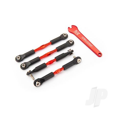 Traxxas Turnbuckles, Aluminium (Red-Anodised), Camber Links, Front, 39Mm (2 Pcs), Rear, 49Mm (2 Pcs) (Assembled With Rod Ends & Hollow Balls) / Wrench (TRX3741X)