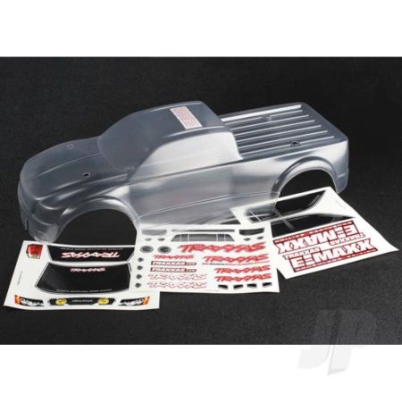 Traxxas Body, E-Maxx Brushless (Clear, Requires Painting) / Decal Sheet (TRX3915)