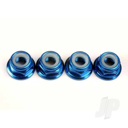 Traxxas Nuts, 5Mm Flanged Nylon Locking (Aluminium, Blue-Anodised) (4 Pcs) (TRX4147X)