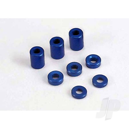 Traxxas Blue-Anodised, Aluminium Spacers (3X6X8Mm) (3 Pcs) / (3X6X1.5Mm) (2 Pcs) / 3X6X2.5Mm) (4 Pcs) (TRX4829)