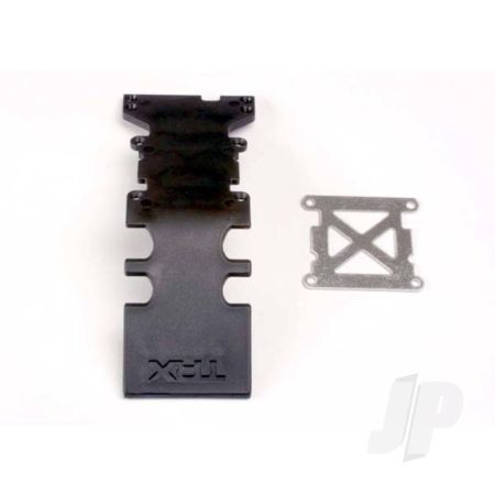 Traxxas Skidplate, Rear Plastic (Black) / Stainless Steel Plate (TRX4938)