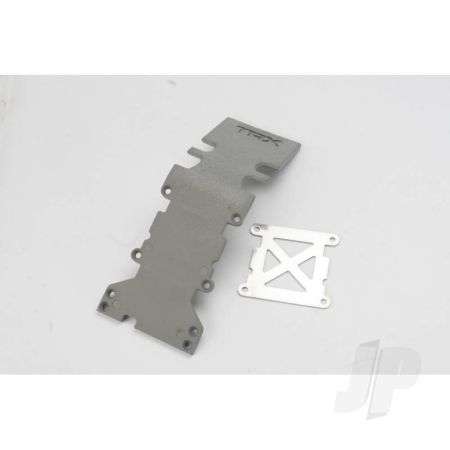 Traxxas Skidplate, Rear Plastic (Grey) / Stainless Steel Plate (TRX4938A)