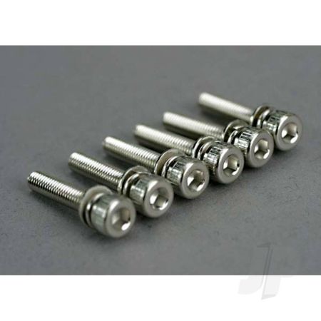 Traxxas Screws, 3X15Mm Cap-Head Machine (Hex Drive) ( With Split And Flat Washers) (6 Pcs) (TRX5142)