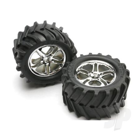 Traxxas Tyres And Wheels, Assembled Glued Maxx Chevron Tyres (2 Pcs) (TRX5173)