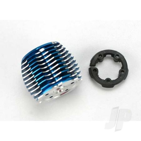 Traxxas Cooling Head, Powertune (Machined Aluminium, Blue-Anodised) (Trx 2.5 And 2.5R) / Head Protector (Plastic) (TRX5237)
