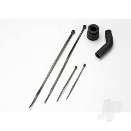 Traxxas Pipe Coupler, Moulded (Black) / Exhaust Deflecter (Rubber, Black) / Cable Ties, Long (2 Pcs) / Cable Ties, Short (2 Pcs) (TRX5245X)
