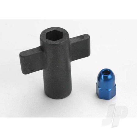 Traxxas Antenna Crimp Nut, Aluminium (Blue-Anodised) / Antenna Nut Tools (TRX5526)