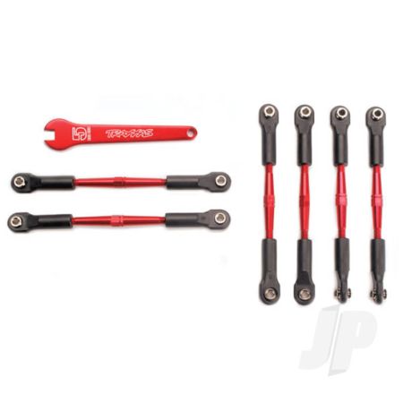 Traxxas Turnbuckles, Aluminium (Red-Anodised), Camber Links, 58Mm (4 Pcs) / Front Toe Links, 61Mm (2 Pcs) (Assembled With Rod Ends And Hollow Balls) / Aluminium 5Mm Wrench (Red-Anodised) (TRX5539X)