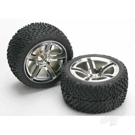 Traxxas Twin-Spoke Tyres And Wheels (Pair) (TRX5573)